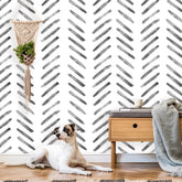 Watercolor Herringbone Wallpaper